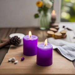 Fototapeta na wymiar candles and lavender