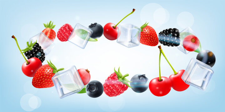 Premium PSD  Fresh mix berries smoothie glass isolated on