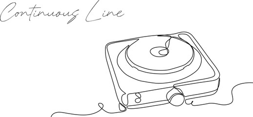 Continuous line drawing of stove drawn with one line. Vector illustration.