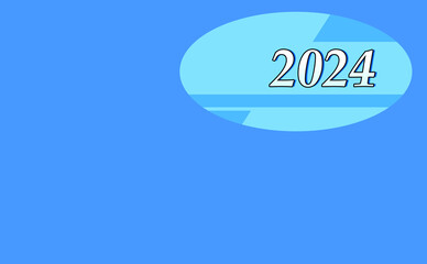 Text 2024 on a blue background. Postcard Happy New Year 2024. Letters 2024