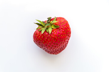 Juicy strawberry on white background.