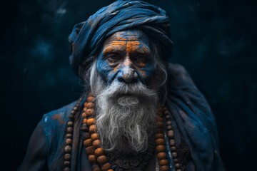 Man blue skin indian. Generate Ai