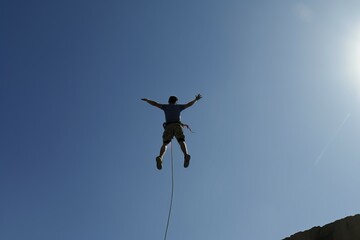 Man bungee jumping. Generate Ai