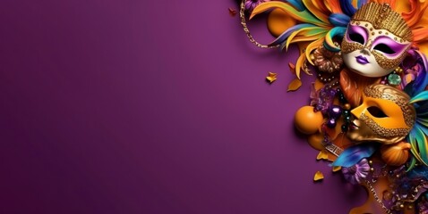 Mardi gras carnival day banner. Generate Ai