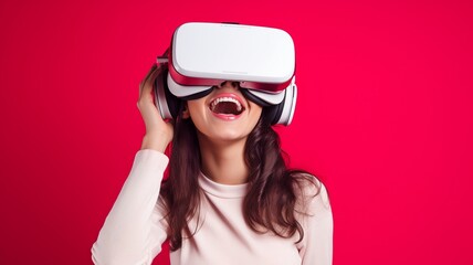 A young woman using a VR headset. GENERATE AI