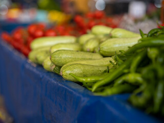 fresh zucchini at the local market