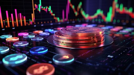 Stock Exchange Insights: Visualizing Upward Trends in Cryptocurrency Market with Transparent Stock Charts