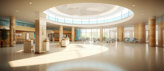 Fototapeta na wymiar Interior of luxury hospital hall Generative AI