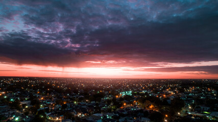 sunset over the city