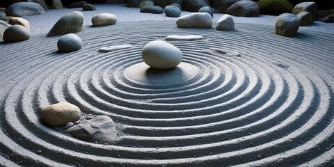 Fototapeta na wymiar Zen Garden Stone Circle -ai generated