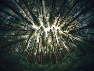 Fototapeta na wymiar Circle of Trees in Forest -ai generated