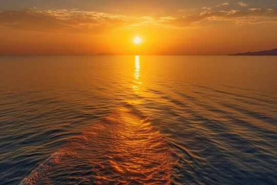 Golden Sunrise Over Calm Sea -ai generated