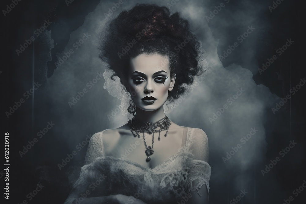 Poster Bride of Frankenstein for Halloween. Generative AI