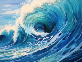 Vivid Blue Ocean Waves -ai generated