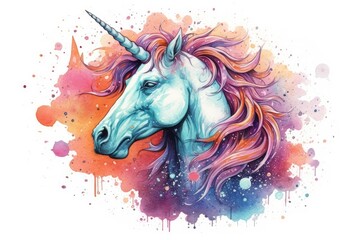 Fototapeta na wymiar art unicorn in space . dreamlike background with unicorn . Hand Drawn Style illustration