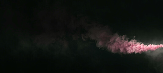 Smoke bombs pink colors, abstract light in a dark empty with smoke, smog, Dark background scene , night view, Mockup for your logo, Wide angle horizontal wallpaper or web banner