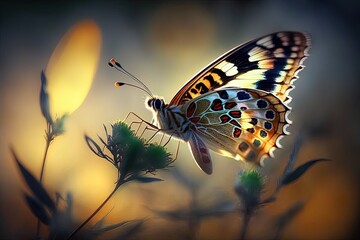 A beautiful butterfly on a blurred background generated by AI