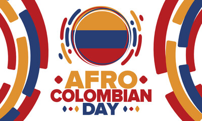 Afro-Colombian Day in Colombia. Celebrate annual in May 21. Freedom day poster. National holiday. Colombian flag. Afro-Colombian culture, history and heritage. Tradition pattern. Vector illustration