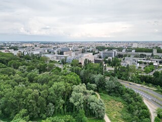 Obraz premium Aerial photography of both sides of the Saône River in Lyon, France