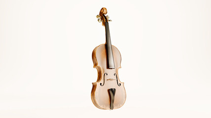 classic wooden violin isolated on white background, 3D render