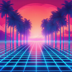 Fototapeta premium Abstract geometric pool party background with colorful neon lines. Generative AI