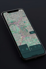 a Delivery app map showing the street on phone. Generative AI