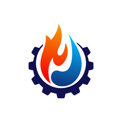 gas and gear logo design. Vector illustration magic Fire, gas and gear. Modern logo design vector icon template