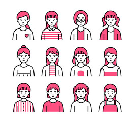 女の子アイコンセット