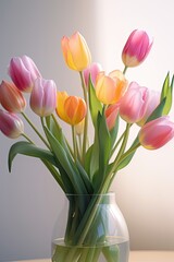 Bouquet of tulips. AI generated art illustration.