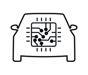 chip Concept, central control unit Vector Icon Design, Autonomous driverless car Symbol. artificial intelligence and future car design vector.
