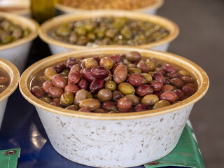 fresh olives at the local market