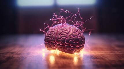 Brain with electric shock, International Epilepsy Day. Generative AI