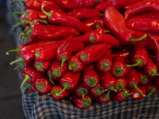 fresh peppers at the local market