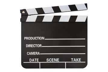 movie clapper board open, isolated transparent background, jpg