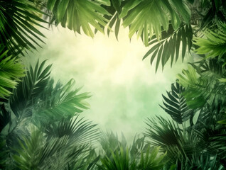 Fototapeta na wymiar Banner of summer backrgound with palm tree leaves
