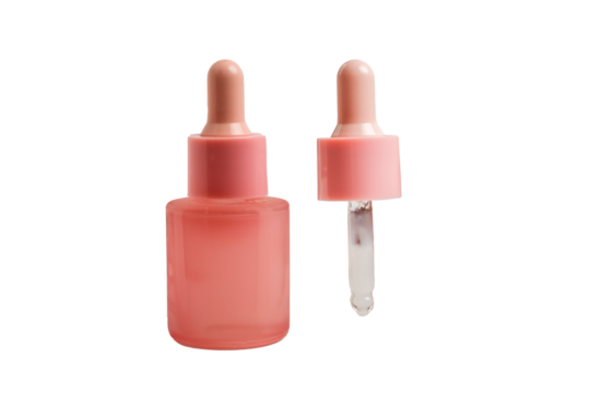Set of cosmetic serum dropper bottles, skin care product packaging concept