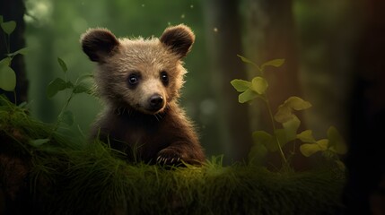 Cub Bear in the Forest