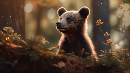 Cub Bear in the Forest