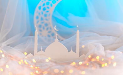 Beautiful mosque with crescent moon shape Eid Al Adha image