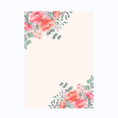 pink watercolor flower frames borders invitation cards