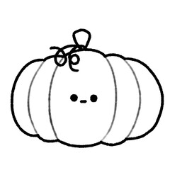 Hand-drawn Cute line pumpkin, Cute fruit character design in doodle style