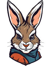 Fototapeta na wymiar portrait of hare in clothes, clipart isolated on transparent white background, generative ai