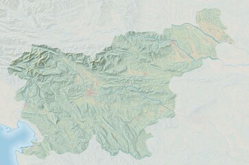 Topographic map of Slovenia with shaded relief