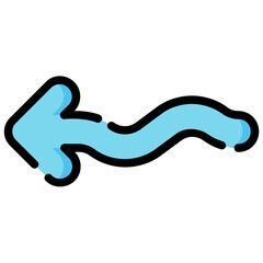 zigzag left arrow filled outline vector icon