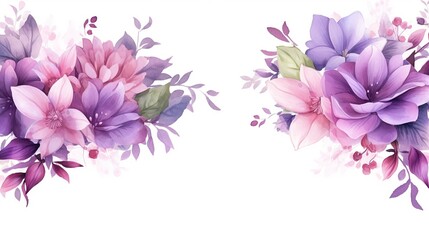 flower frame background with watercolor. 3d rendering. Generative AI