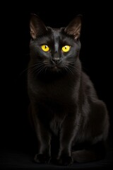 Black and white cat portrait. AI generated art illustration.