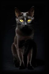 Fototapeta na wymiar Black and white cat portrait. AI generated art illustration.