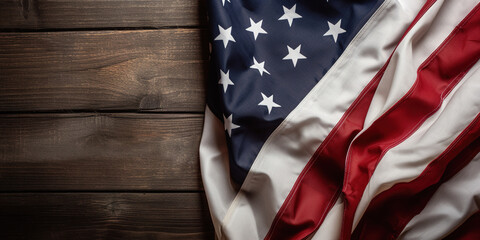 American flag on vintage background. Space for text