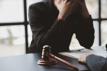 Attorneys or lawyers are advising clients in defamation cases, they are collecting evidence to bring charges against the parties for damages. The concept of defamation case counseling.