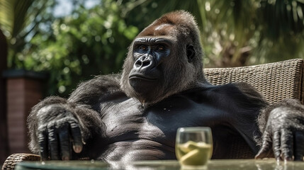 Silverback Gorilla with cocktail